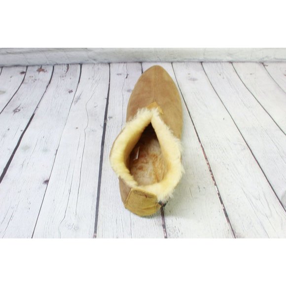 LL Bean Brown Suede Slip On Shearling Lined Ankle Slipper Boot Size 13 M - Picture 7 of 9